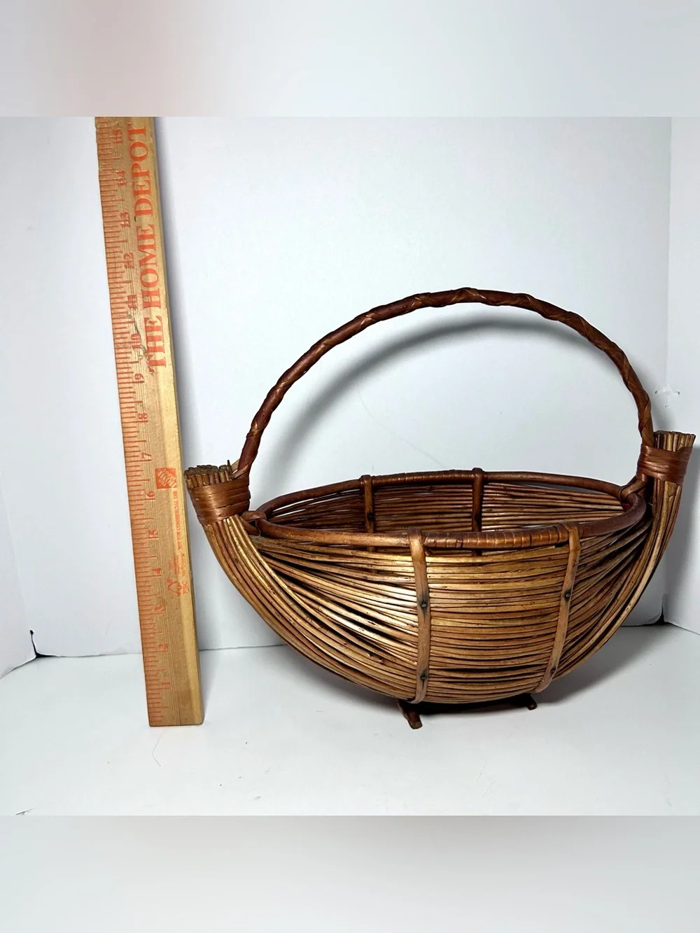 Vintage Boat Shaped Rattan Reed Handmade Fish Basket